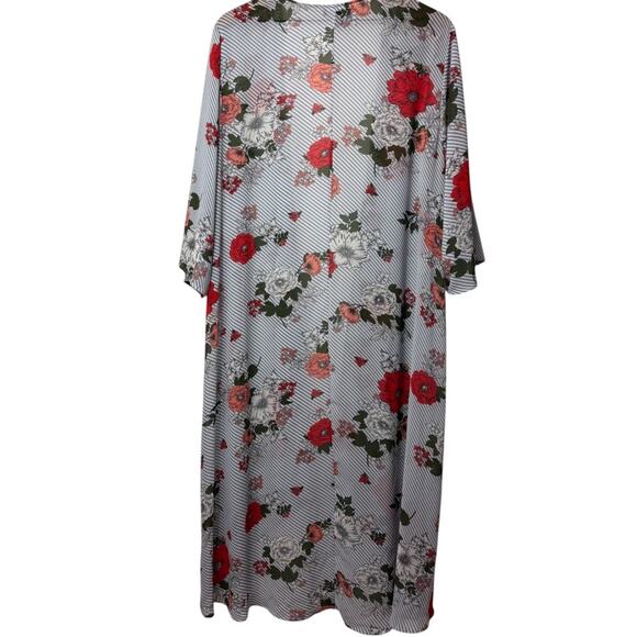 TORRID WOMEN PLUS SIZE FLORAL BLUE PRINT KIMONO CARDIGAN TOP SIZE 1/2 - Picture 2 of 5